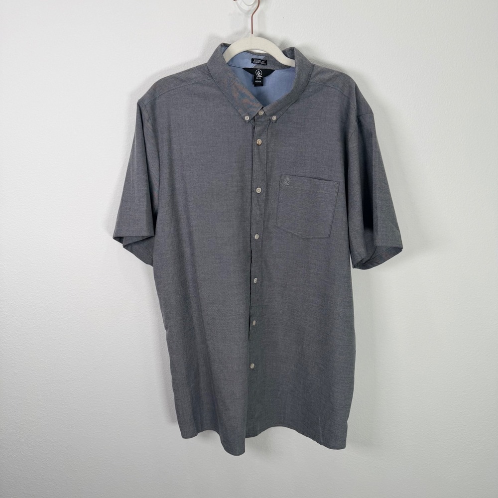 Volcom Modern Fit XXL Short Sleeve Button Down Shirt A0411801 Everett Oxford